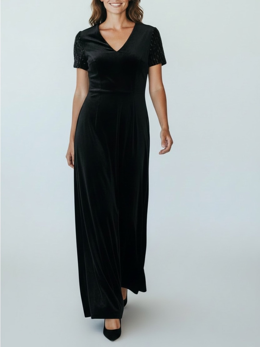 Rimini Black dress Evening Gown Slim Silhouette Beaded maxi dress